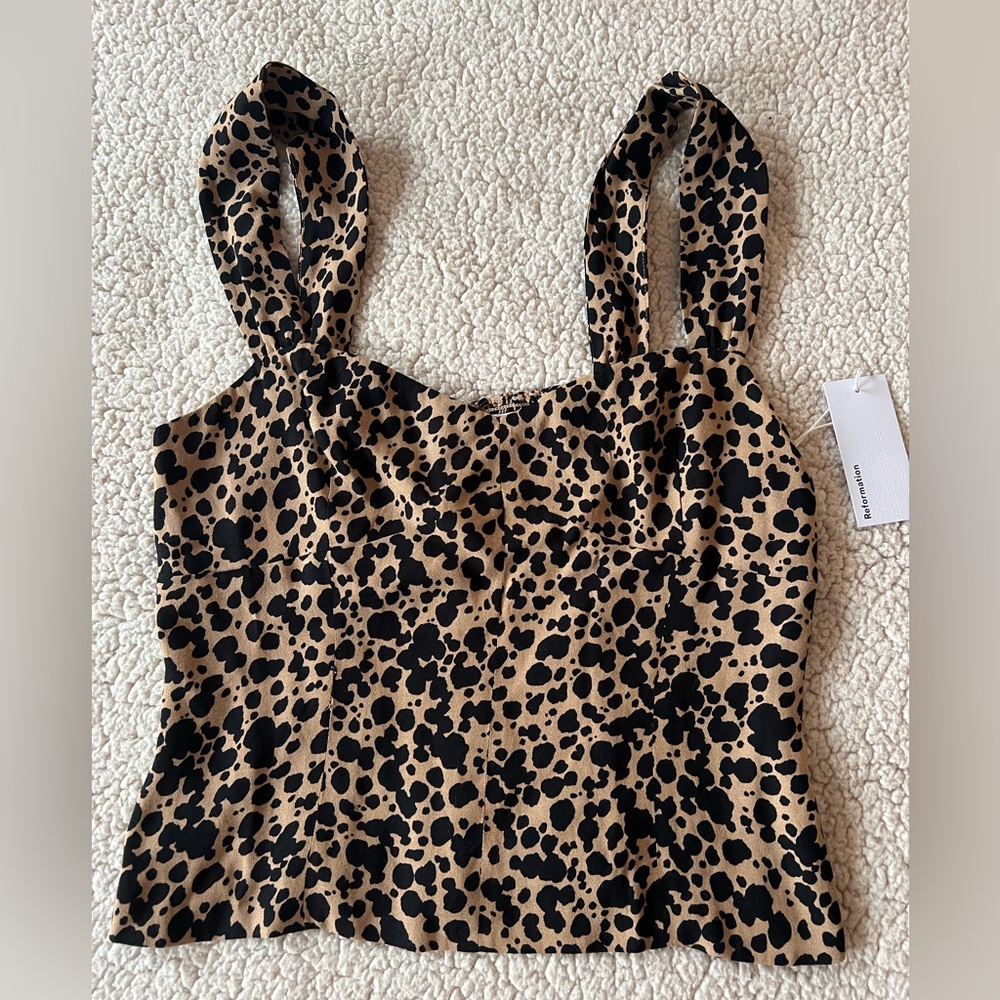 Reformation Leopard Print Tank Top in Tan and Black